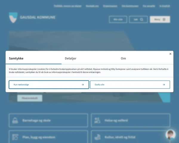 screenshot of Gausdal website