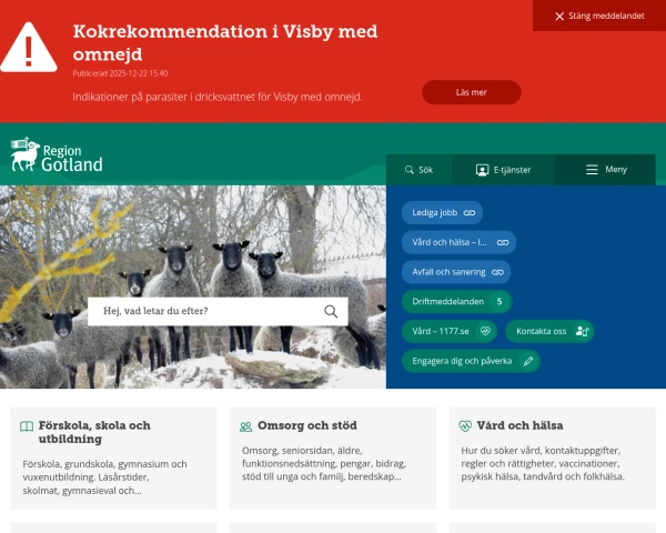 screenshot of Gotlands län website