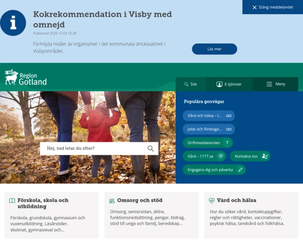 screenshot of Gotlands län website