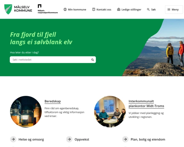 screenshot of Målselv website