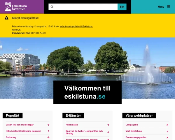screenshot of Eskilstuna website