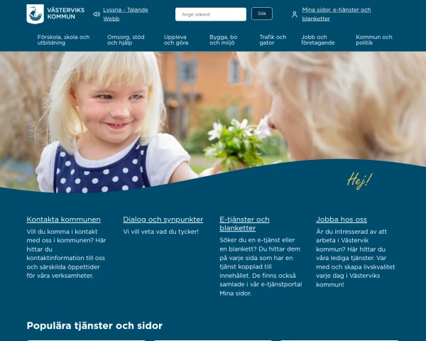 screenshot of Västervik website