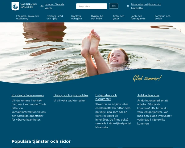screenshot of Västervik website