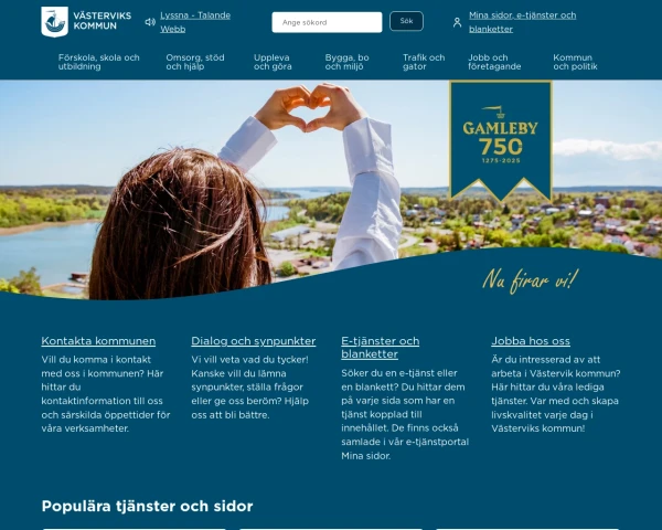 screenshot of Västervik website