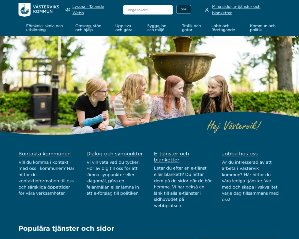 screenshot of Västervik website