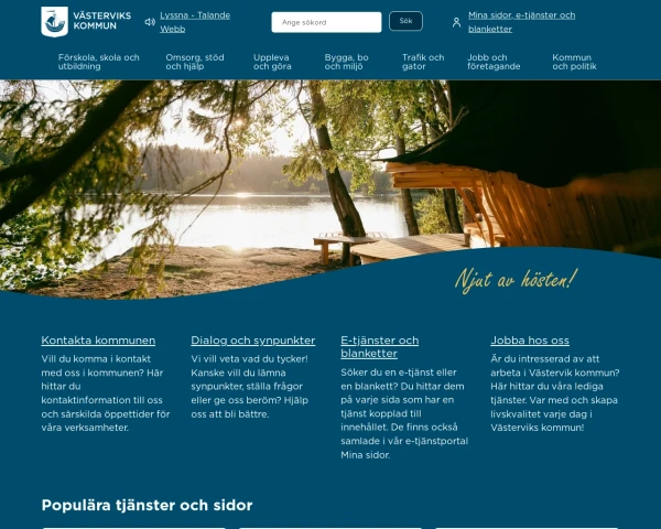 screenshot of Västervik website