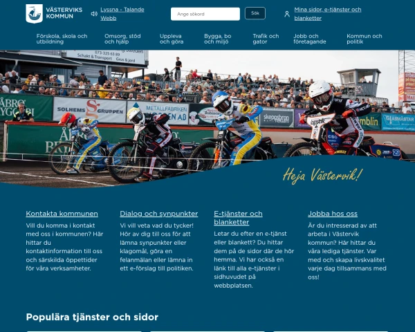 screenshot of Västervik website