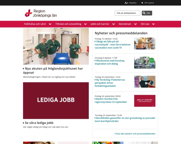 screenshot of Jönköpings län website