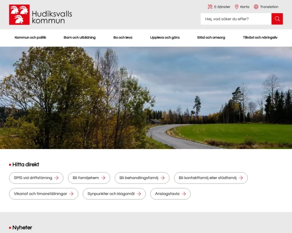 screenshot of Hudiksvall website
