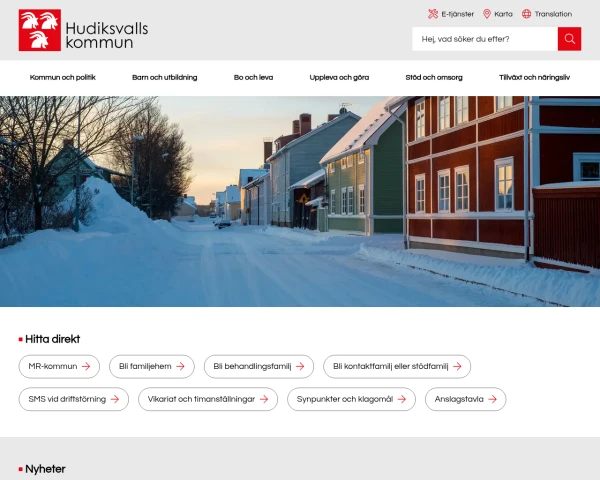 screenshot of Hudiksvall website