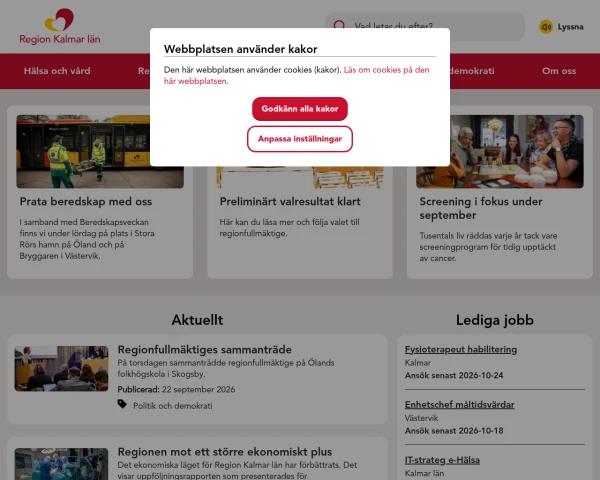 screenshot of Kalmar län website