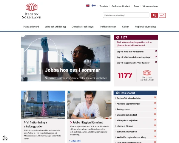 screenshot of Södermanlands län website