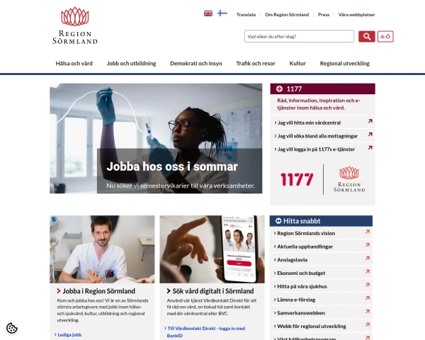 screenshot of Södermanlands län website