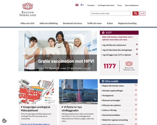 screenshot of Södermanlands län website