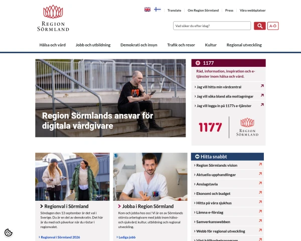 screenshot of Södermanlands län website