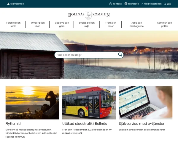 screenshot of Bollnäs website