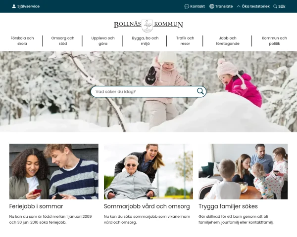 screenshot of Bollnäs website