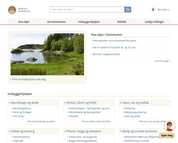 screenshot of Bergen website