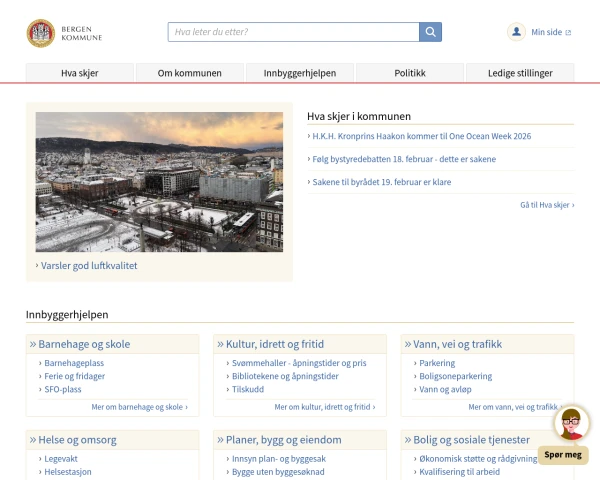 screenshot of Bergen website