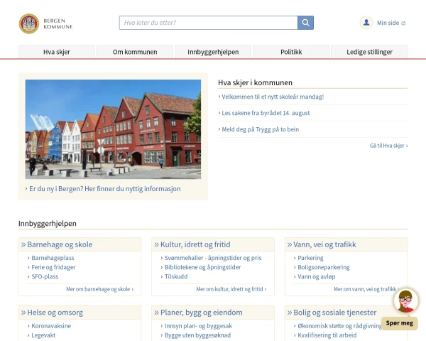 screenshot of Bergen website