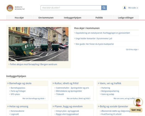 screenshot of Bergen website