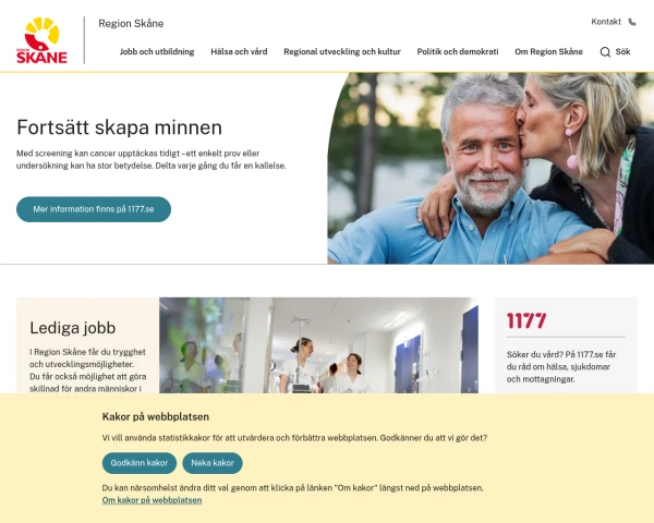 screenshot of Skåne län website
