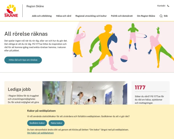 screenshot of Skåne län website