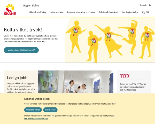 screenshot of Skåne län website
