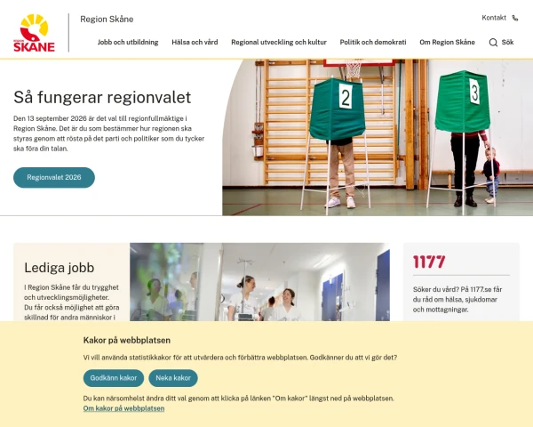 screenshot of Skåne län website