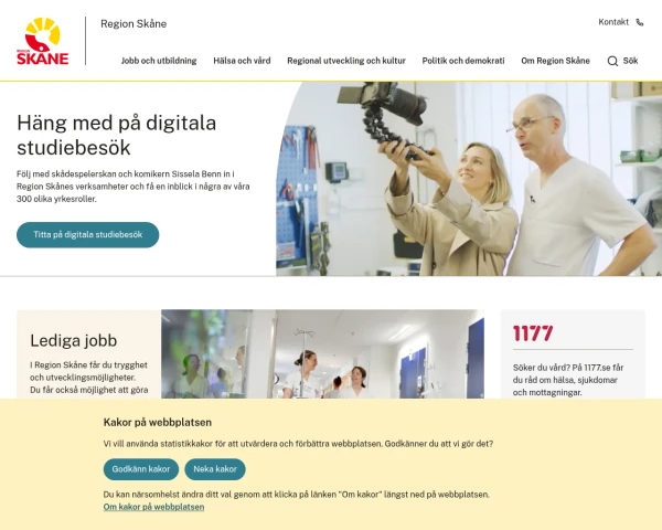 screenshot of Skåne län website