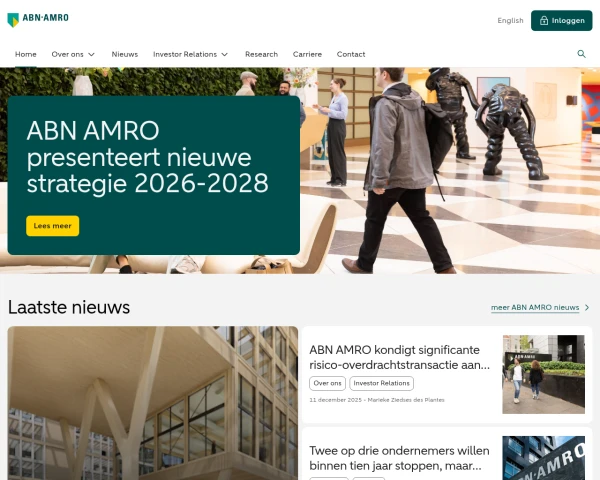 screenshot of ABN AMRO Bank website