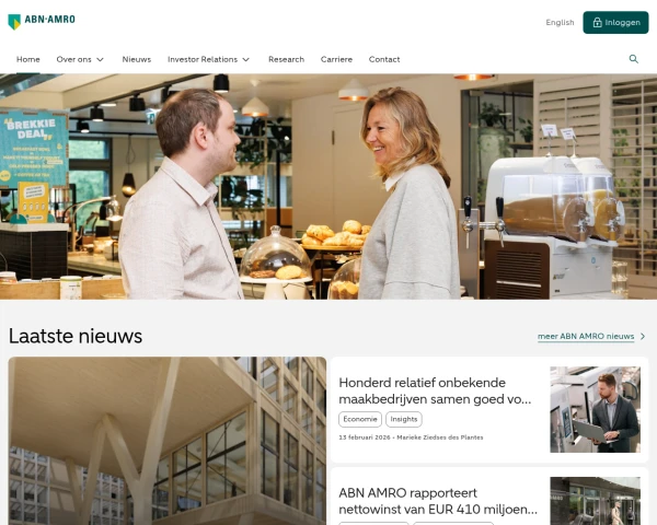 screenshot of ABN AMRO Bank website