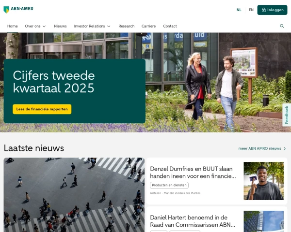 screenshot of ABN AMRO Bank website