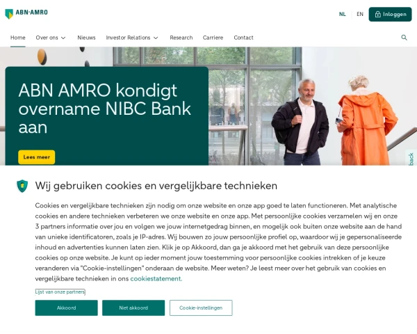 screenshot of ABN AMRO Bank website