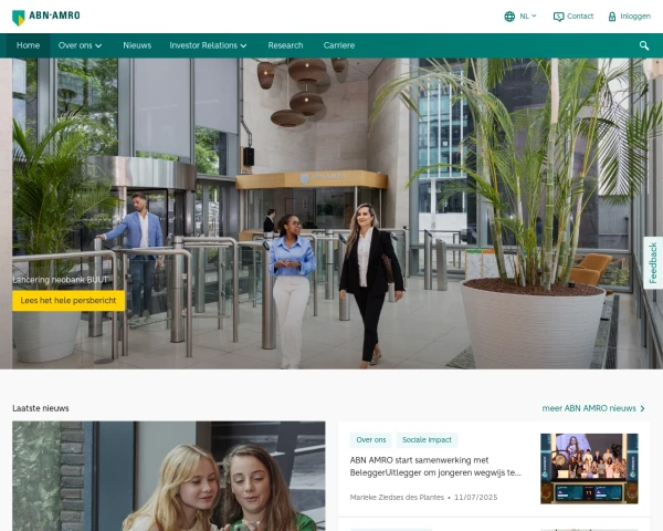 screenshot of ABN AMRO Bank website