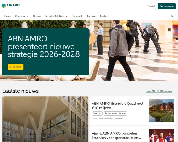 screenshot of ABN AMRO Bank website