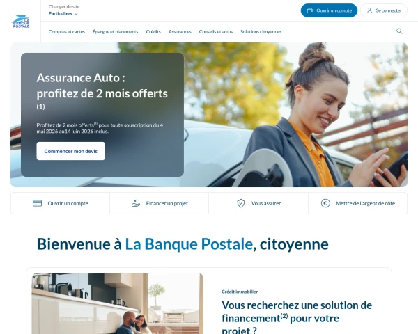 screenshot of La Banque Postale website