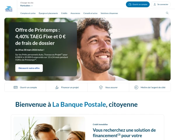screenshot of La Banque Postale website