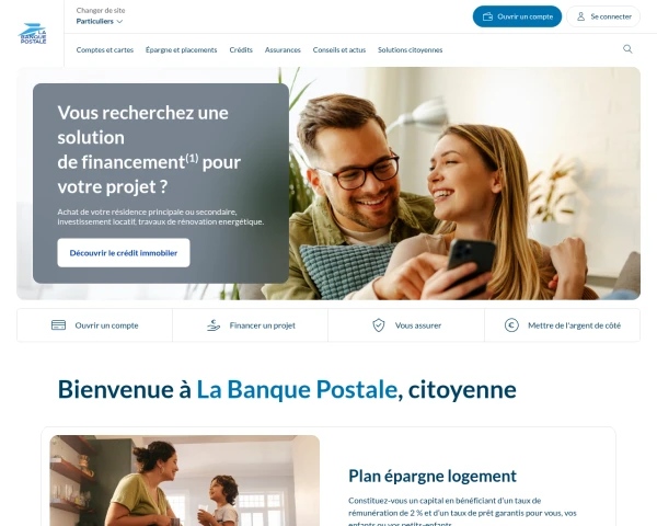 screenshot of La Banque Postale website