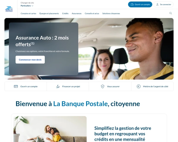 screenshot of La Banque Postale website