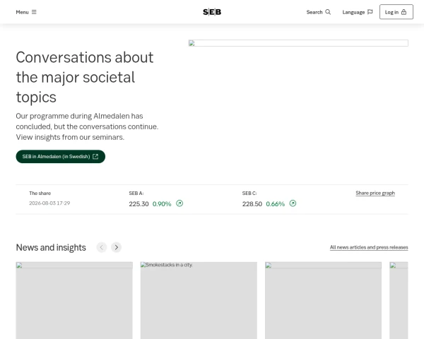 screenshot of Skandinaviska Enskilda Banken (SEB) website