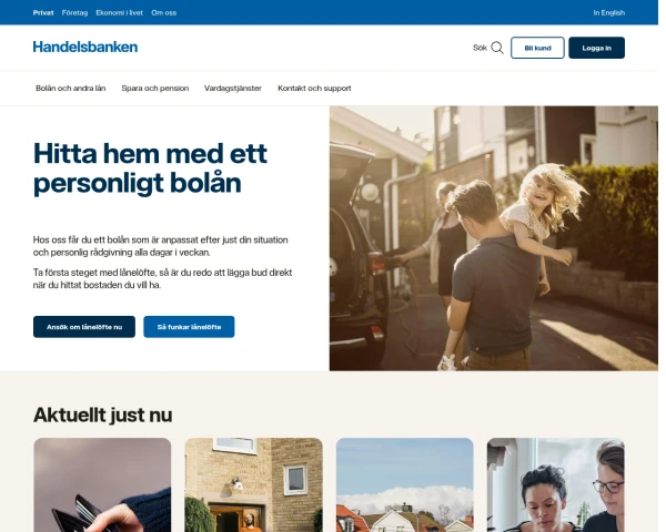 screenshot of Svenska Handelsbanken website