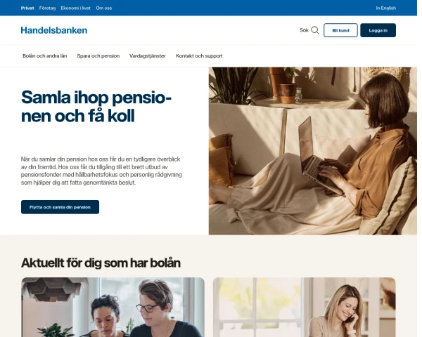 screenshot of Svenska Handelsbanken website