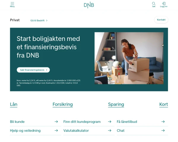screenshot of DNB Bank ASA website