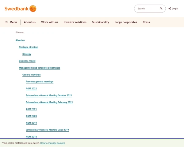 screenshot of Swedbank AB website