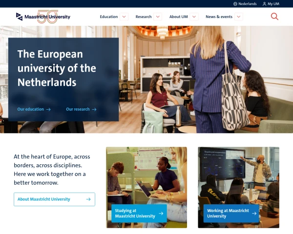 screenshot of Maastricht University website