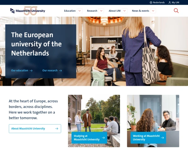 screenshot of Maastricht University website
