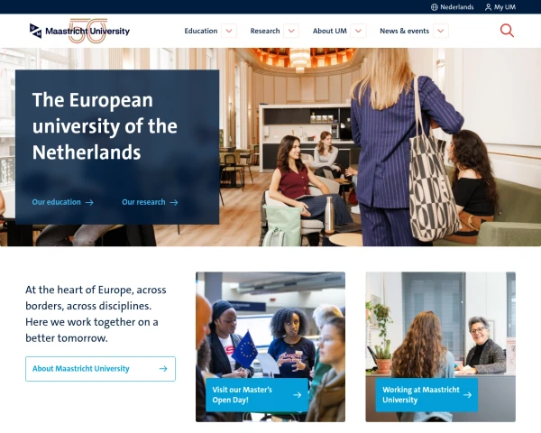 screenshot of Maastricht University website