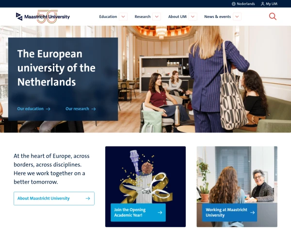 screenshot of Maastricht University website