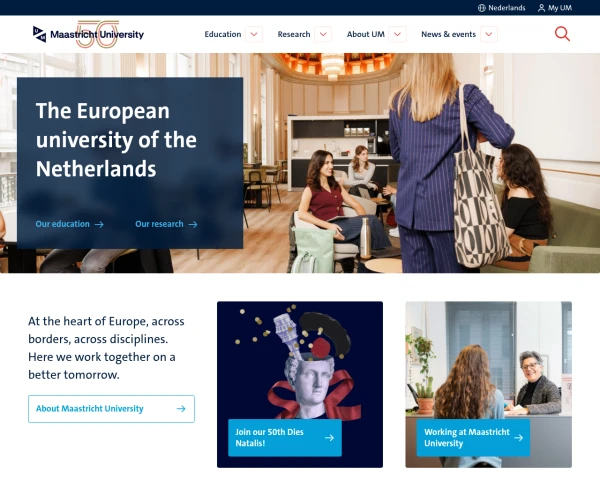screenshot of Maastricht University website